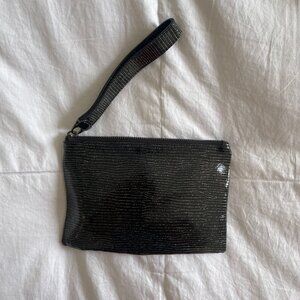 Henri Bendel Black & Metallic Wristlet Clutch